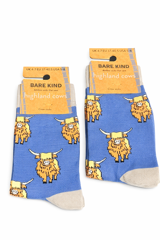 Bare Kind Bamboo Socks – Highland Cow Design